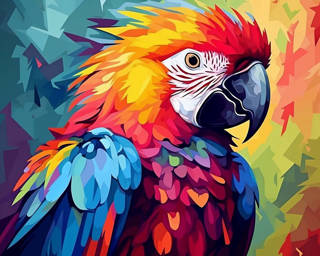 Blauwe en Oranje Papegaai Diamond Painting