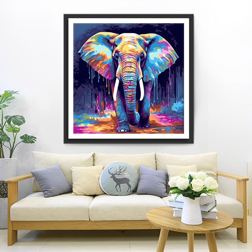 Blauwe en Paarse Olifant Diamond Painting
