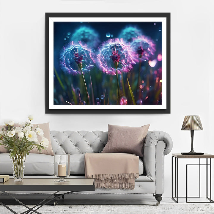 Blauwe en Paarse Paardenbloemen Diamond Painting