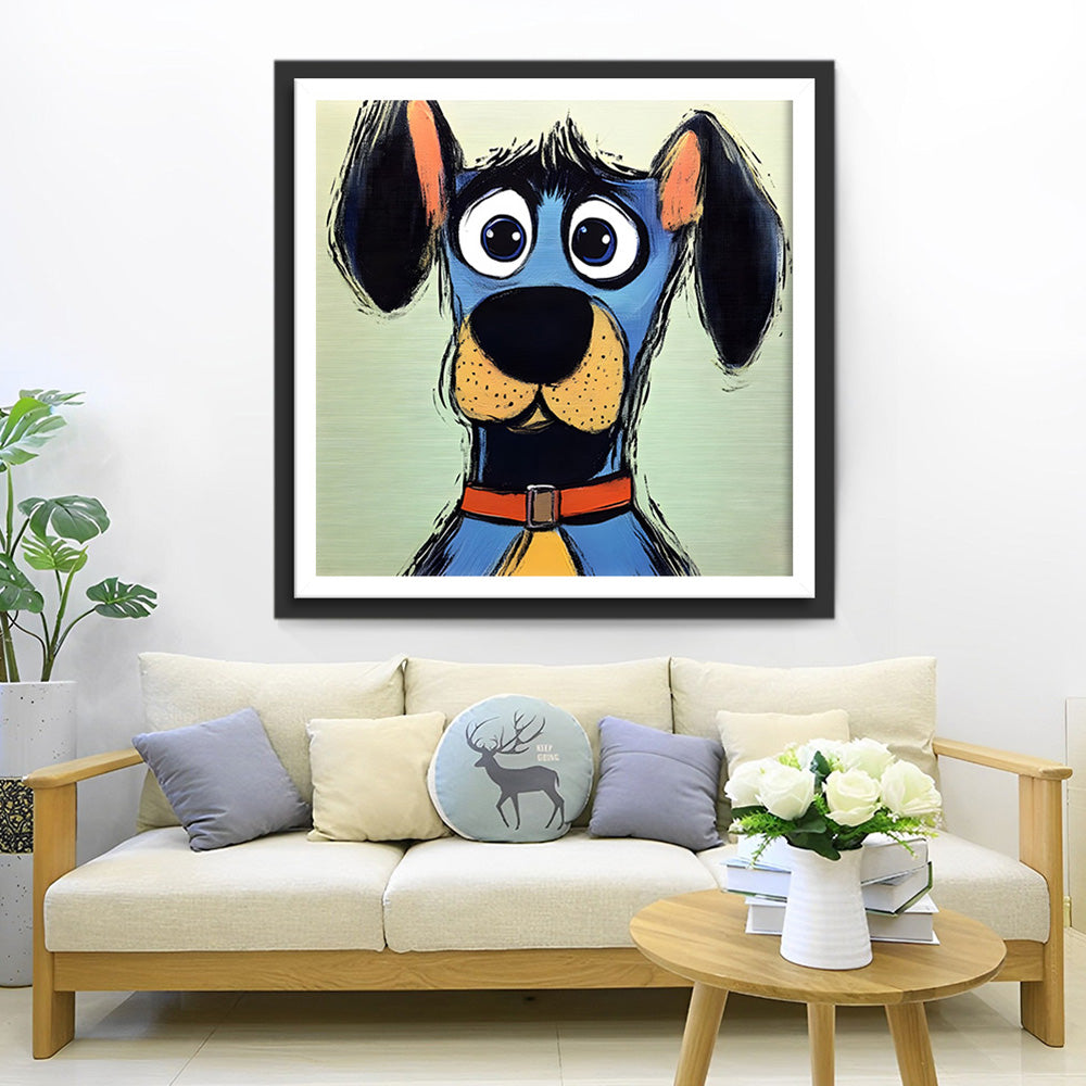 Blauwe Graffiti Hond Diamond Painting