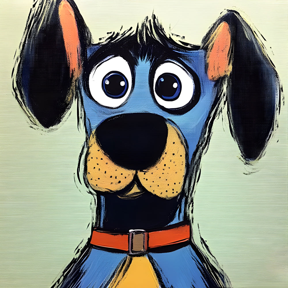 Blauwe Graffiti Hond Diamond Painting