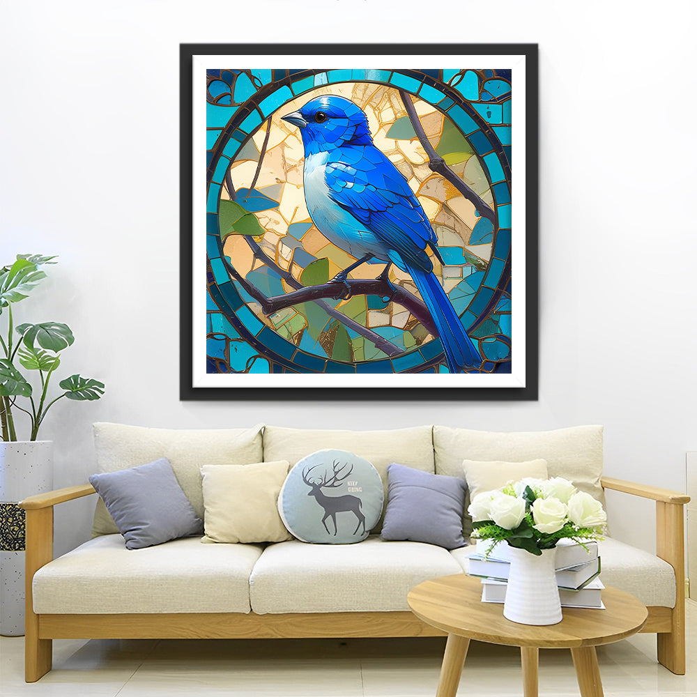 Blauwe Kolibrie op Glazen Ornament Diamond Painting