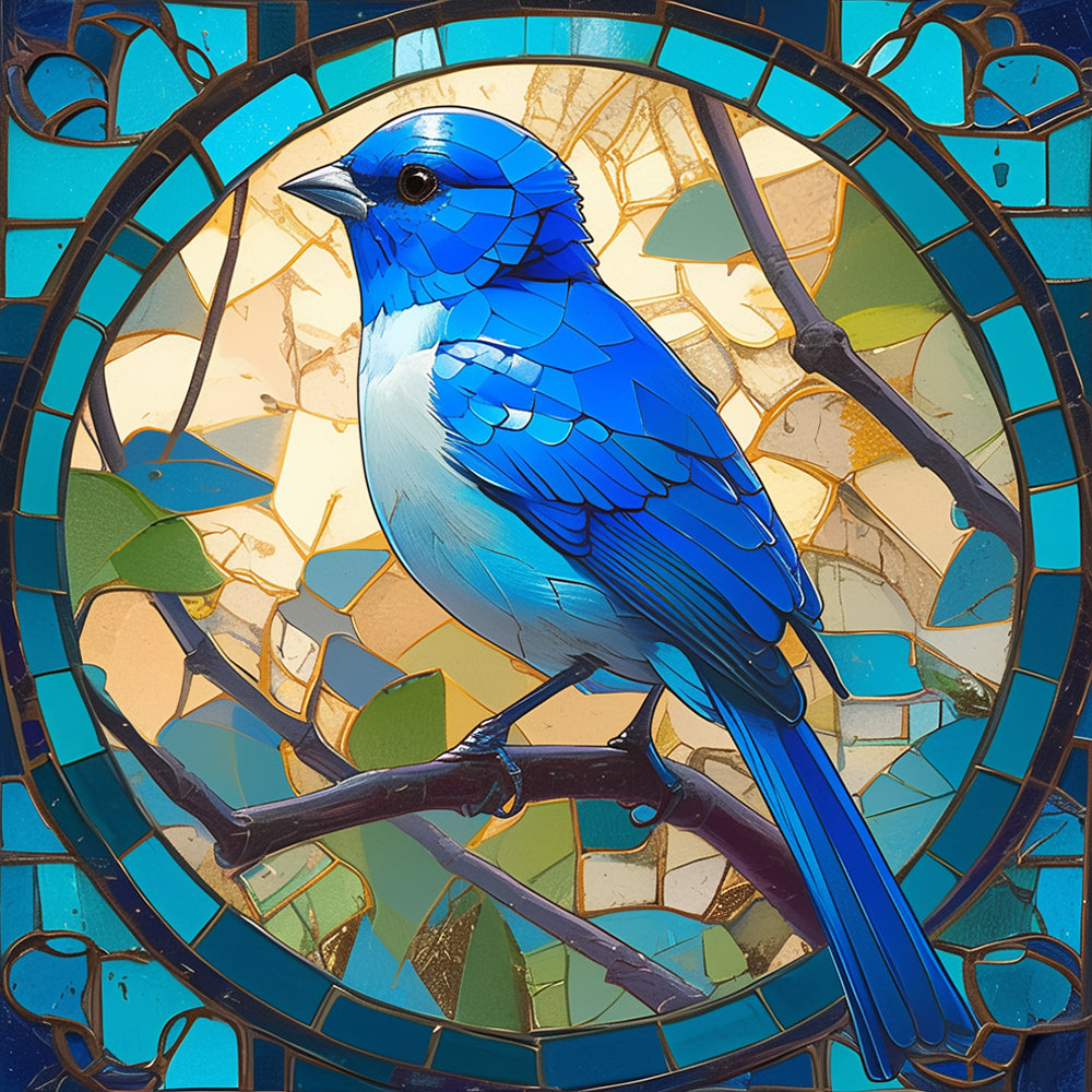 Blauwe Kolibrie op Glazen Ornament Diamond Painting