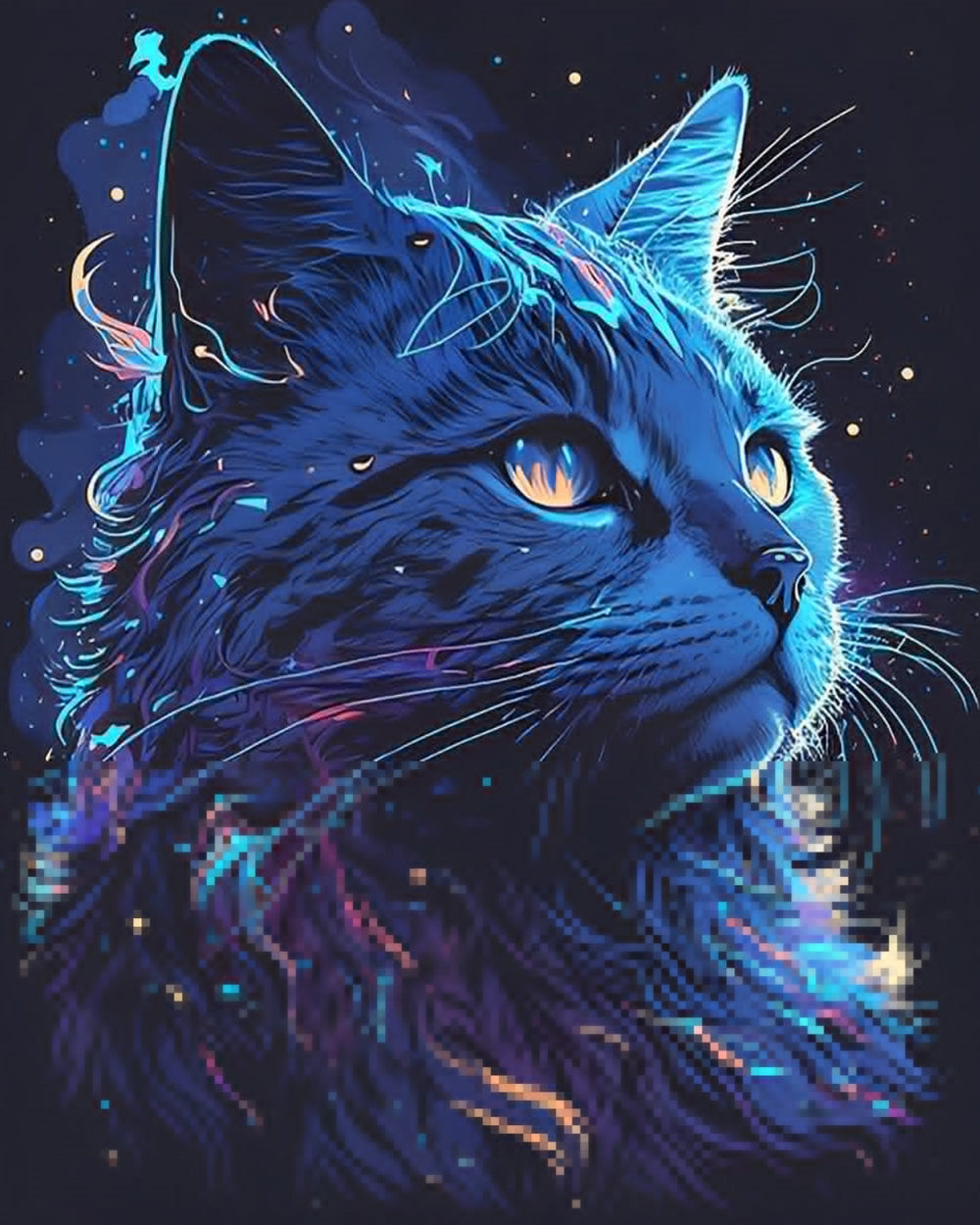 Blauwe Langharige Kat Diamond Painting
