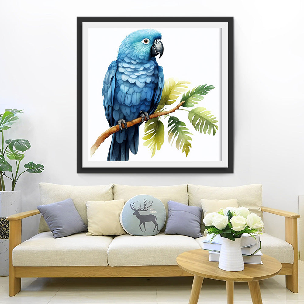 Blauwe Papegaai op een Tak Diamond Painting