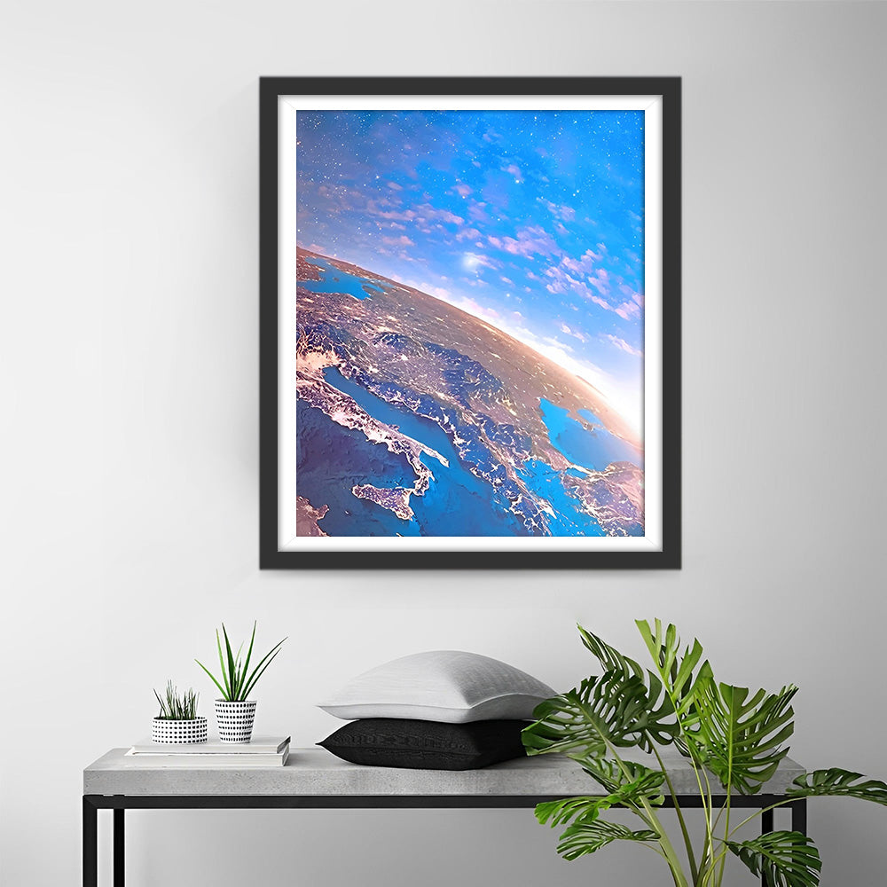 Blauwe Planeet Diamond Painting