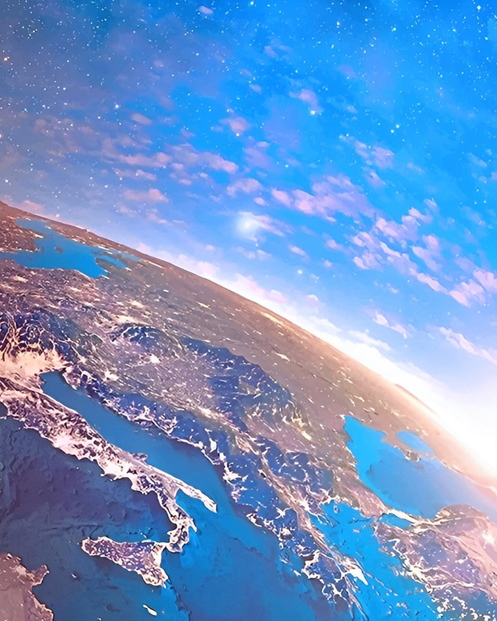 Blauwe Planeet Diamond Painting