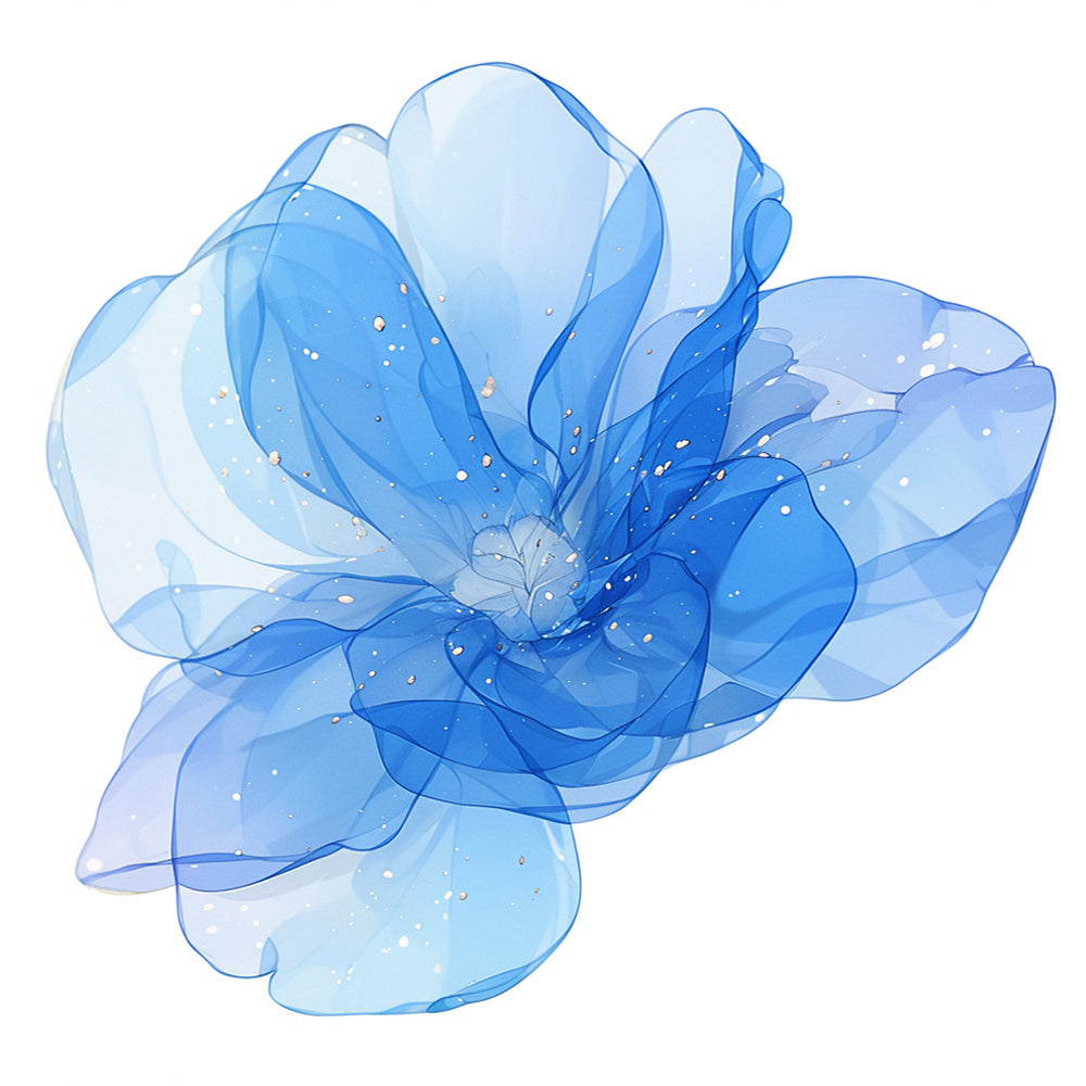 Blauwe Transparante Bloem Diamond Painting