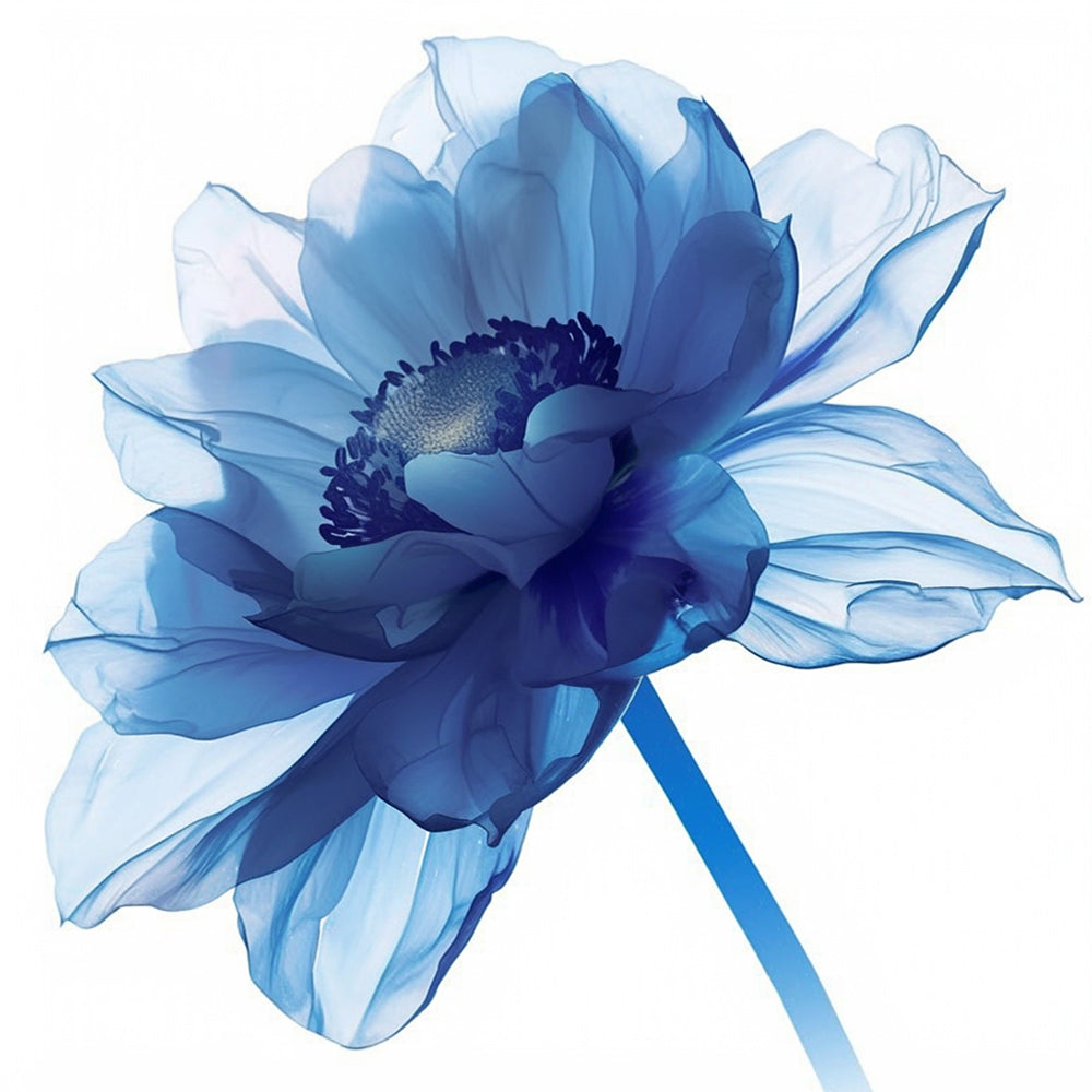 Blauwe Transparante Chrysant Diamond Painting