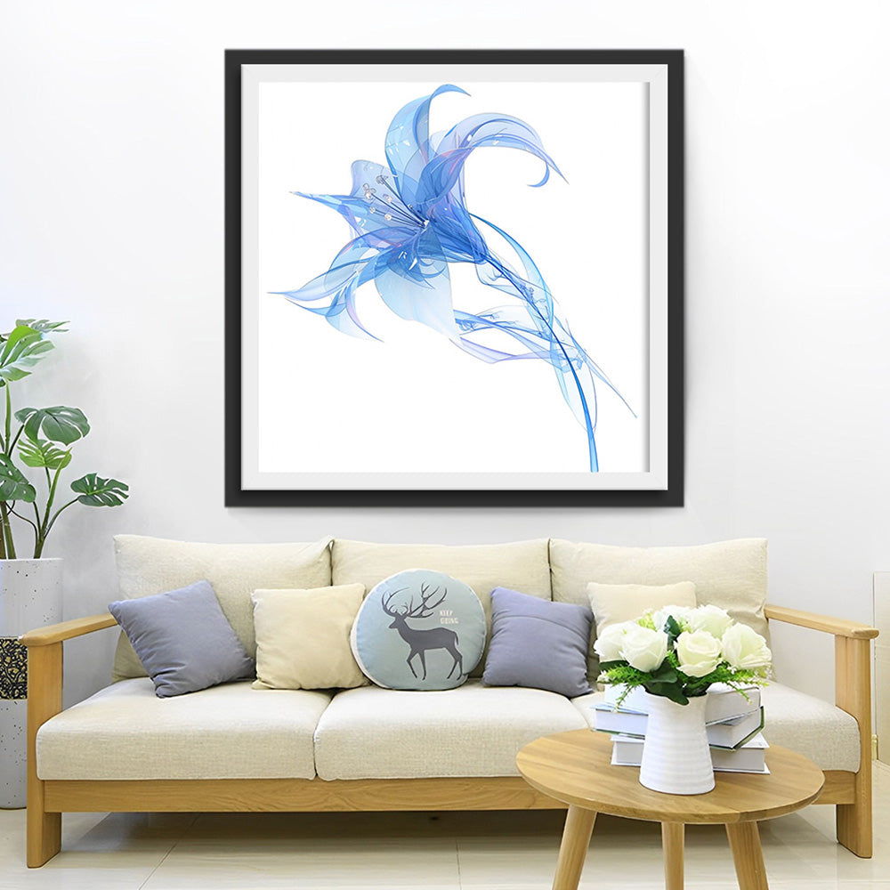 Blauwe Transparante Lelie Diamond Painting