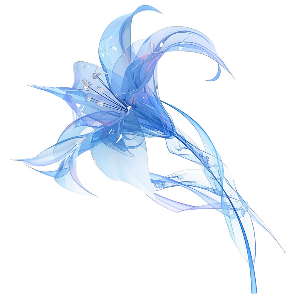 Blauwe Transparante Lelie Diamond Painting