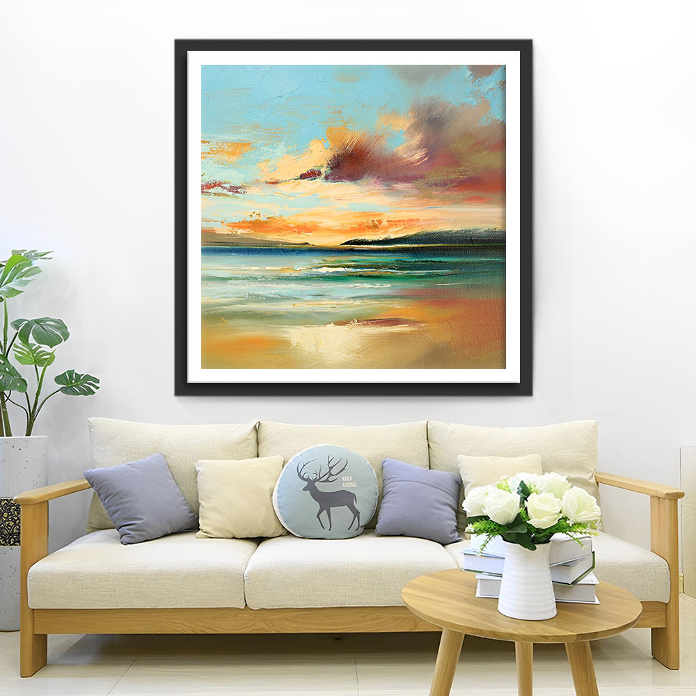 Blauwe Zee en Wolken Diamond Painting