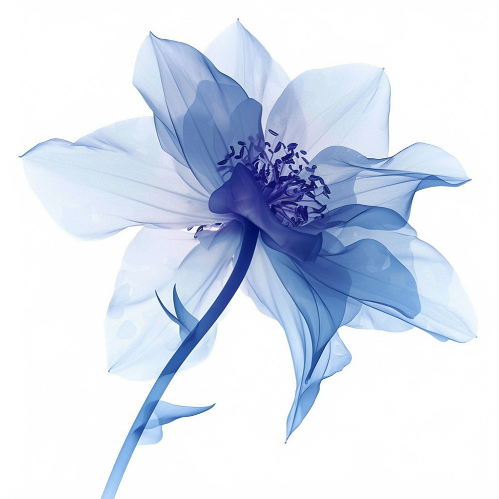 Bloem met Blauwe Meeldraden Diamond Painting