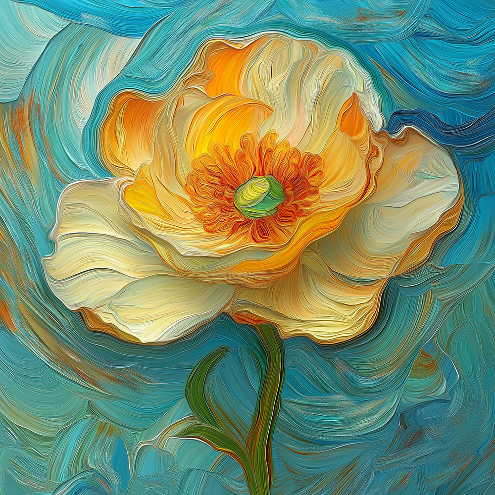 Bloem met Oranje Meeldraden Diamond Painting
