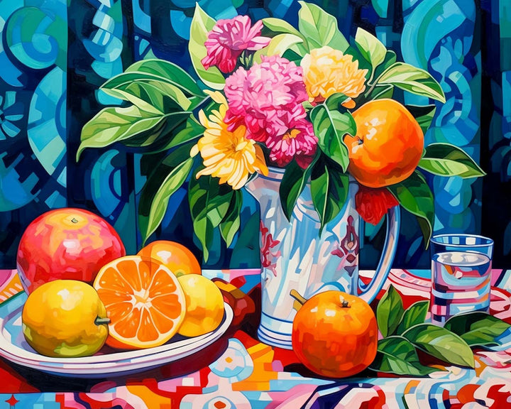 Bloemen en Sinaasappels Diamond Painting