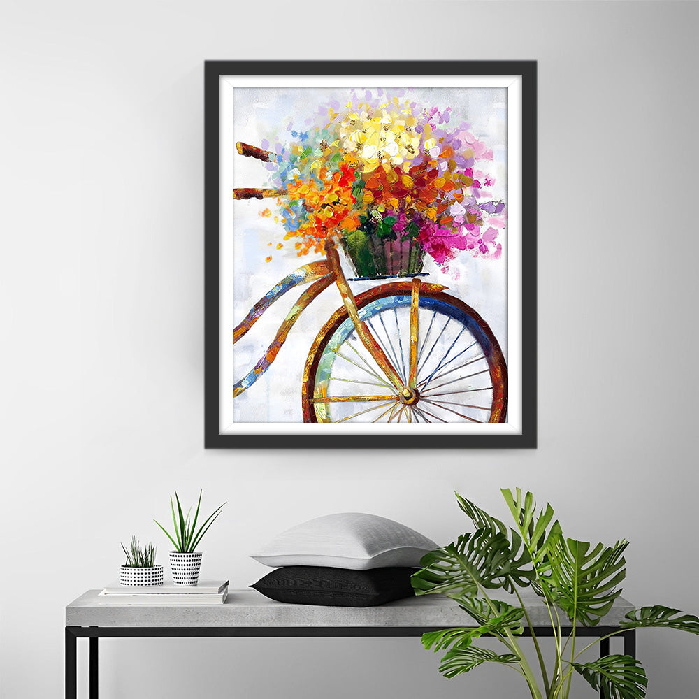 Bloemen in Fietsmand Diamond Painting