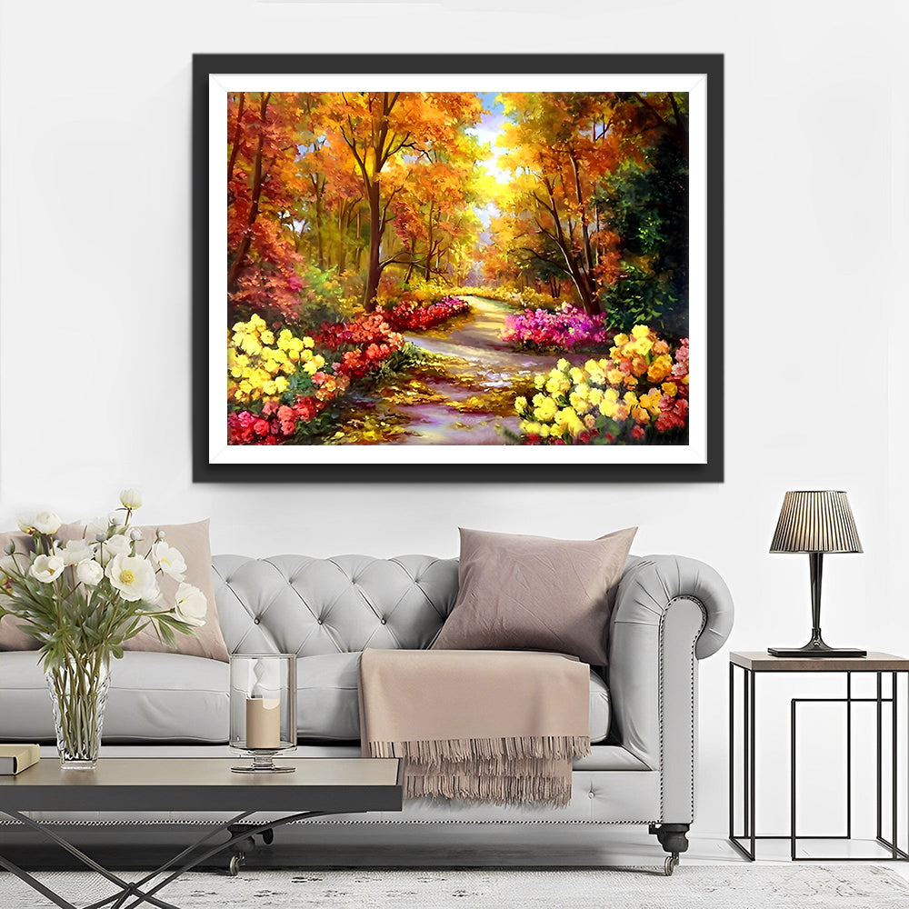 Bloemen in Herfst Bos Diamond Painting