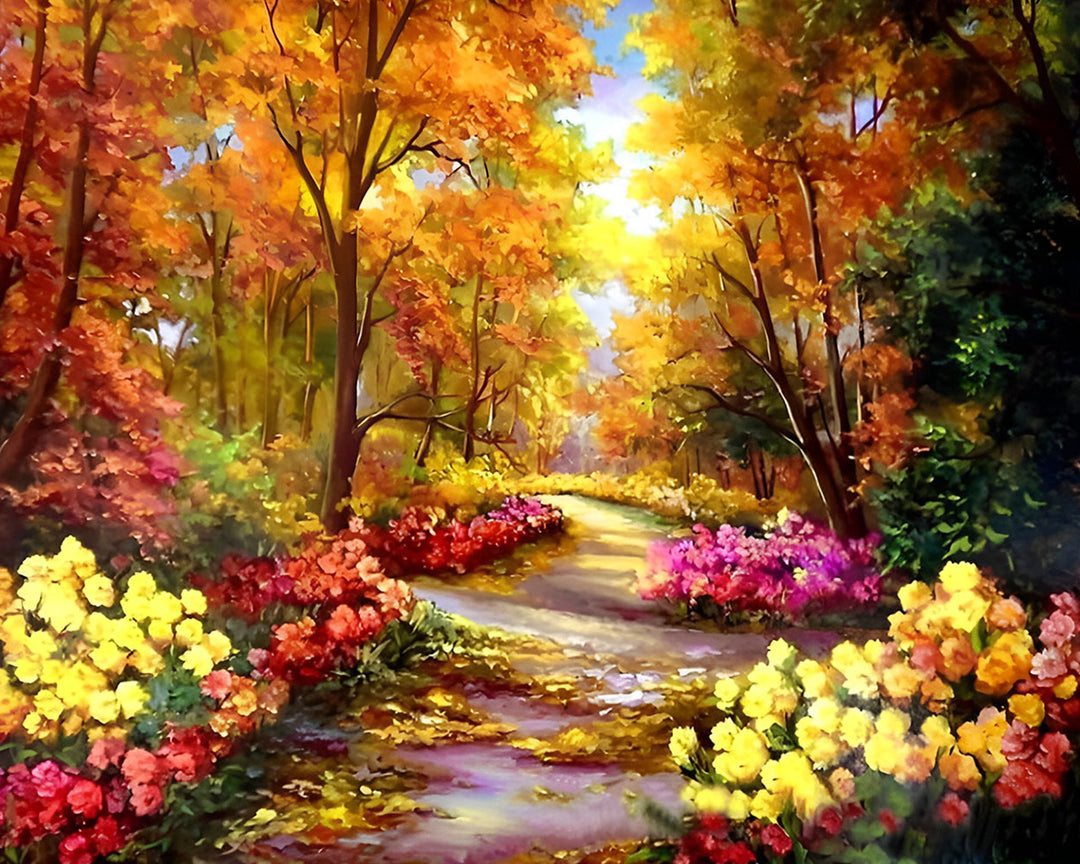 Bloemen in Herfst Bos Diamond Painting