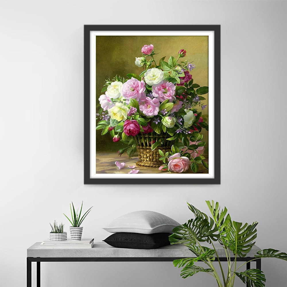 Bloemenboeket in Bamboemand Diamond Painting