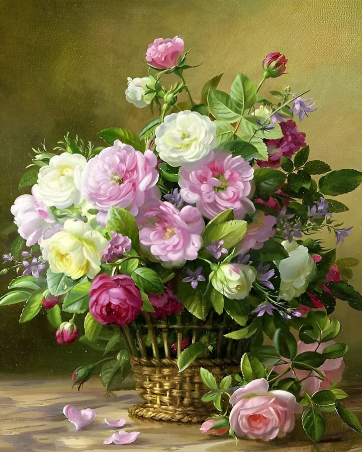 Bloemenboeket in Bamboemand Diamond Painting