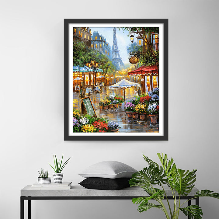 Bloemenwinkel in een Parijse Straat Diamond Painting