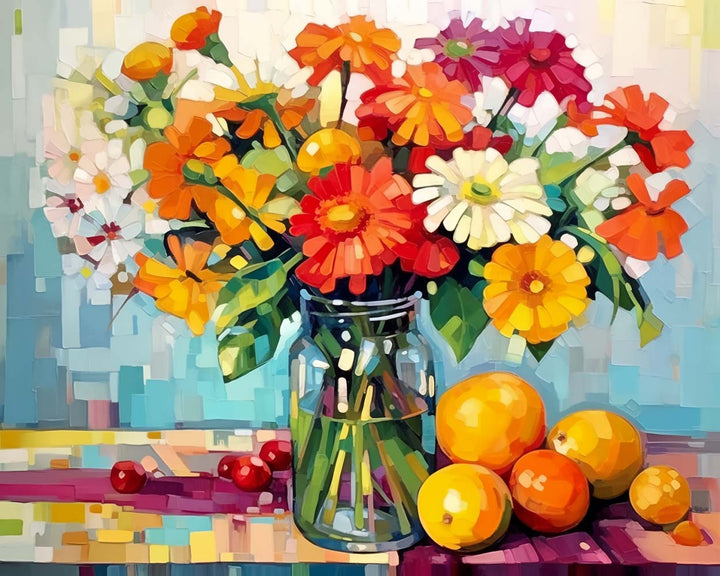 Boeket Bloemen en Vruchten Diamond Painting