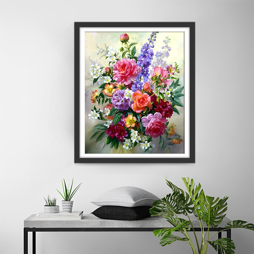 Boeket van Rozen en Seringen Diamond Painting
