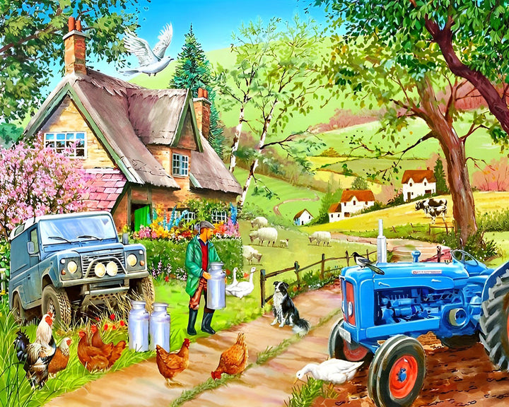 Boerderij in de Bergen in de Lente Diamond Painting