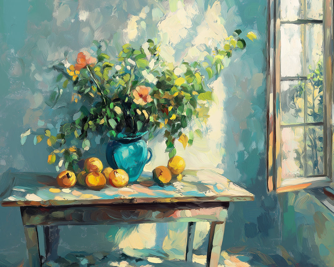 Bonsai en Fruit bij het Raam Diamond Painting