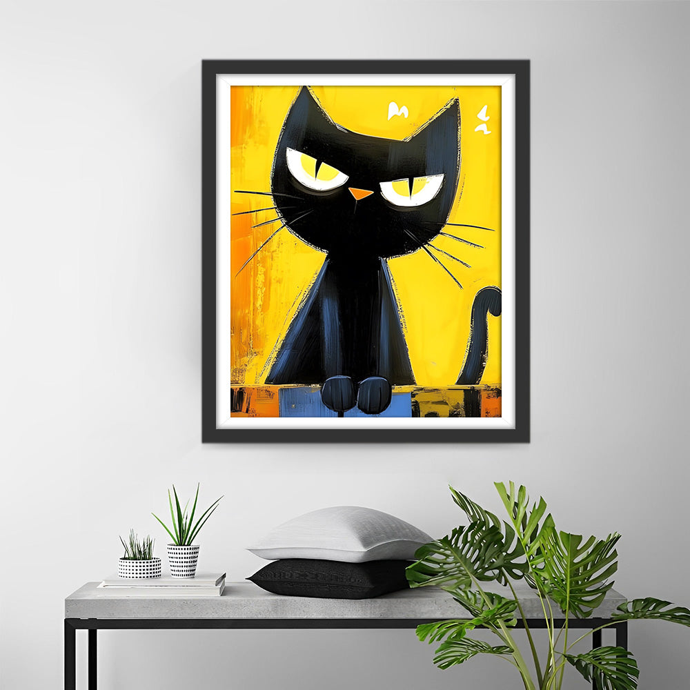Boze Cartoon Zwarte Kat Diamond Painting