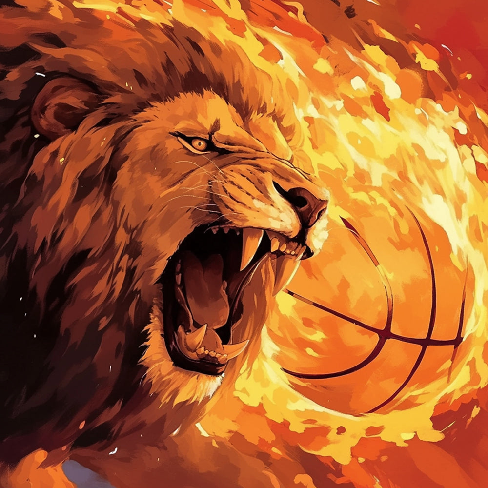 Boze Leeuw en Basketbal Diamond Painting