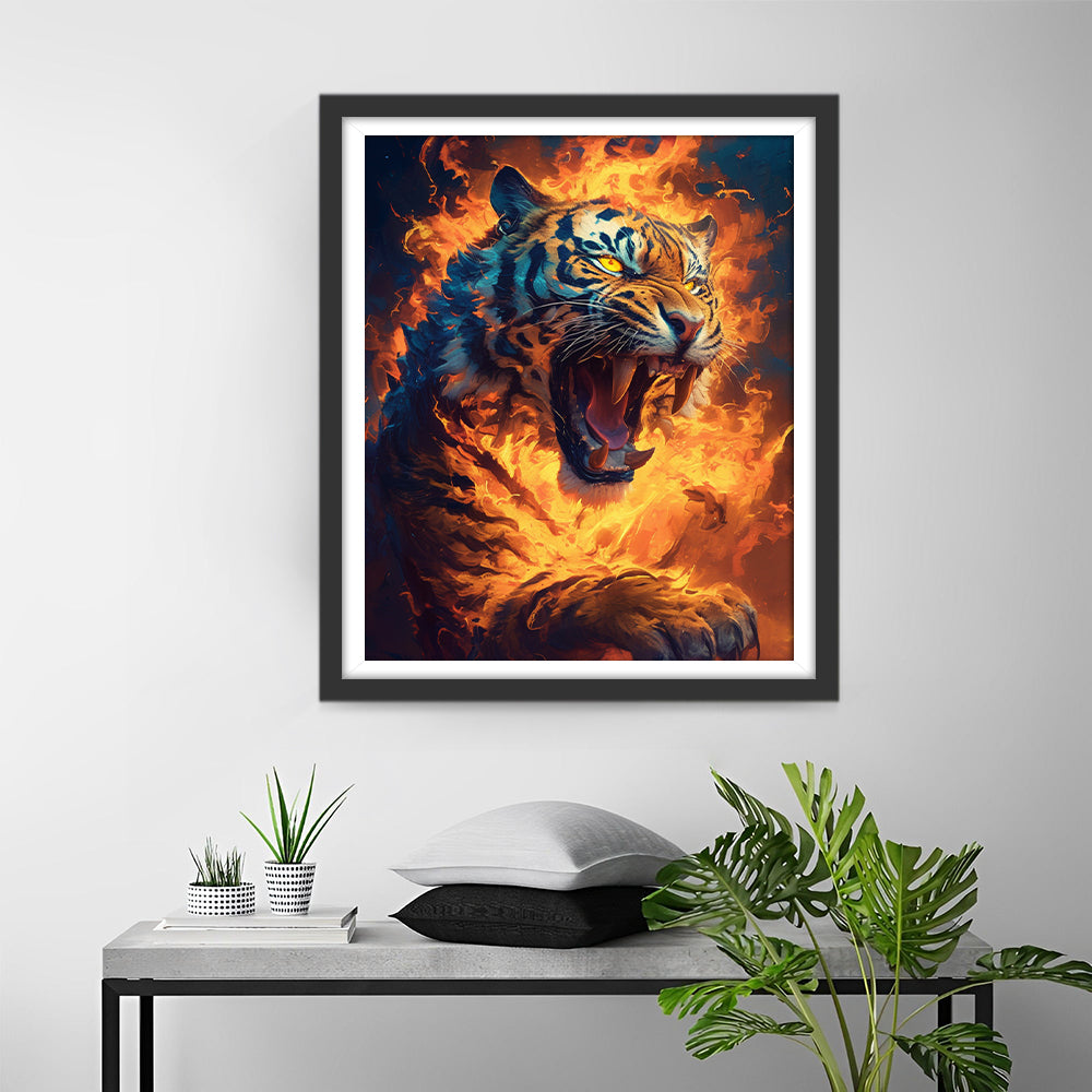 Brandende Tijger Diamond Painting