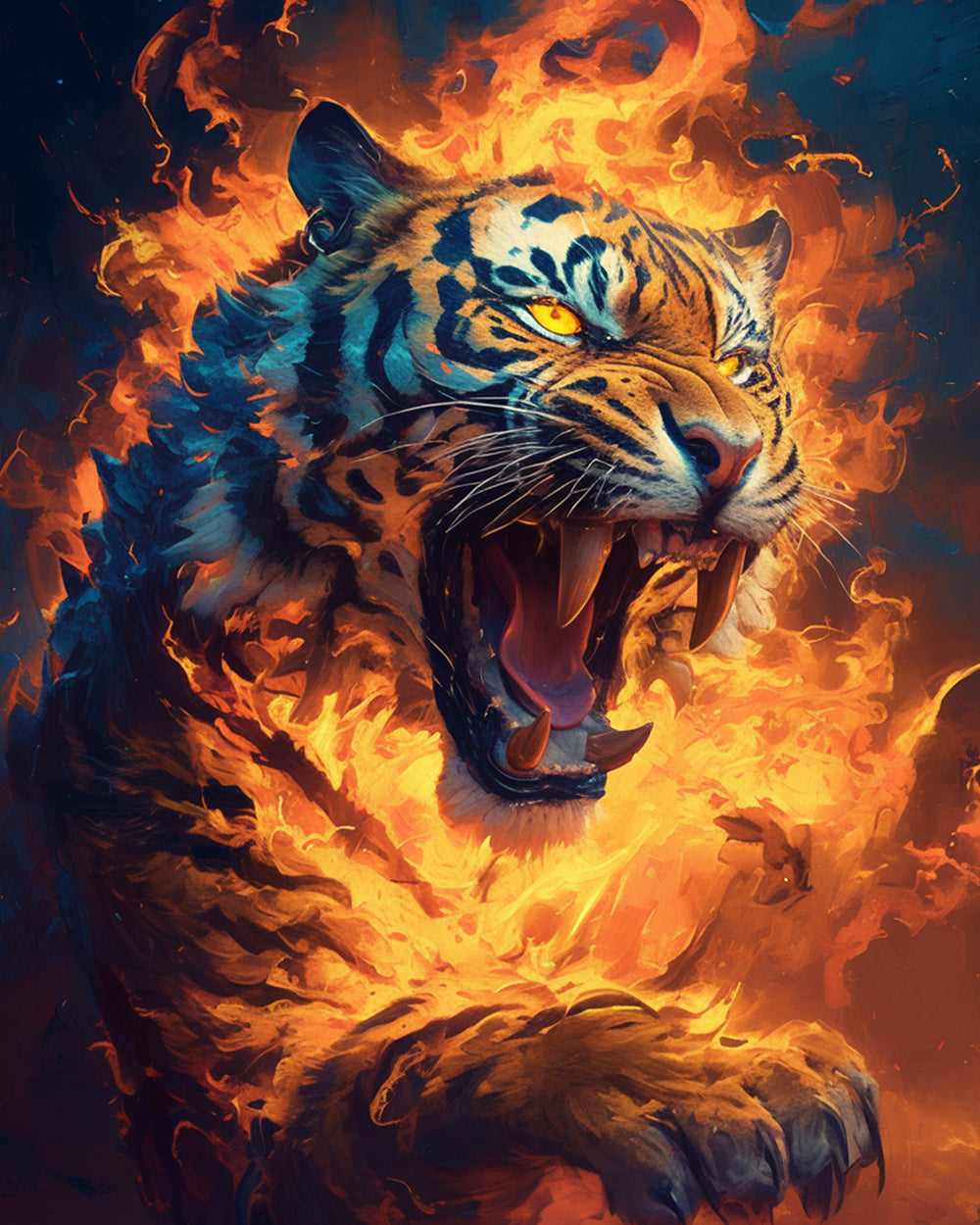 Brandende Tijger Diamond Painting