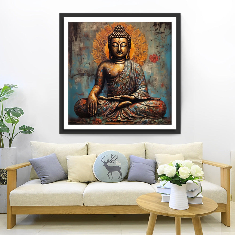 Bronzen Boeddhabeeld Diamond Painting