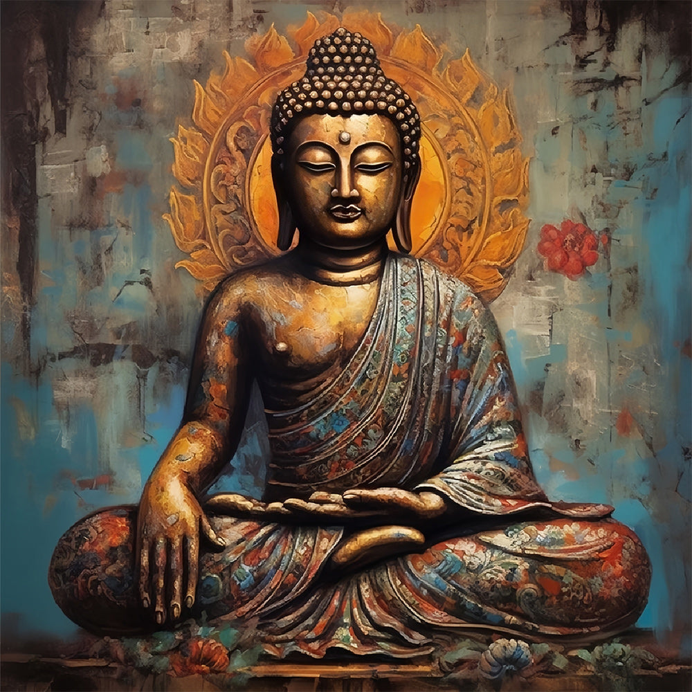 Bronzen Boeddhabeeld Diamond Painting