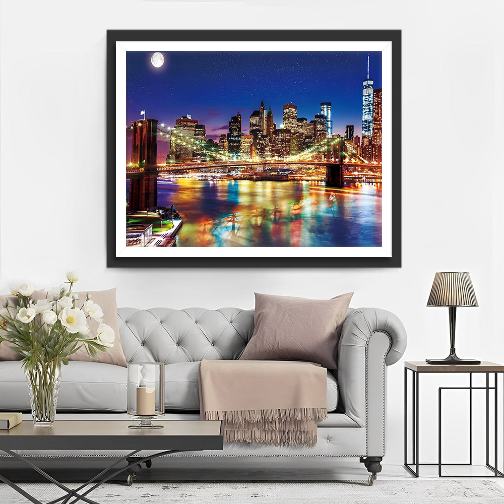 Brooklyn Bridge 's Nachts Diamond Painting