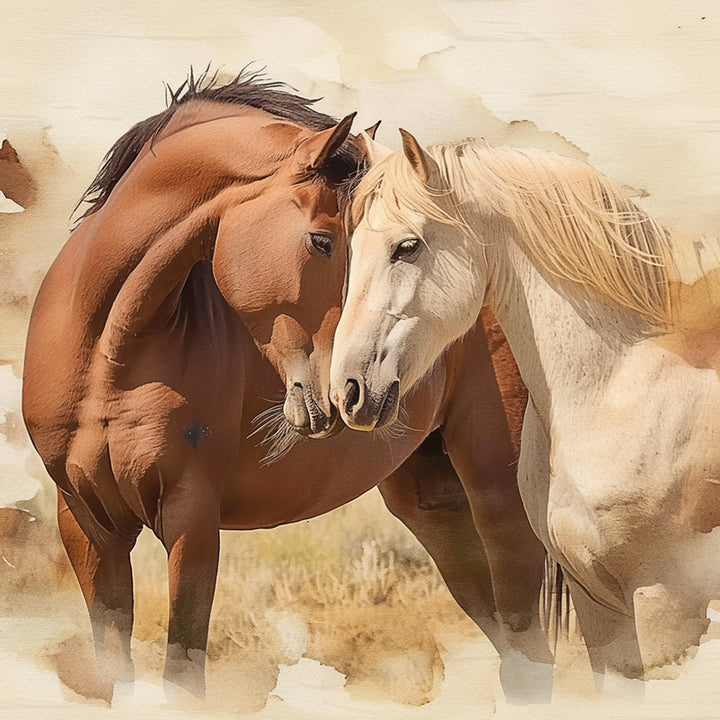 Bruin en Wit Paardenkoppel Diamond Painting