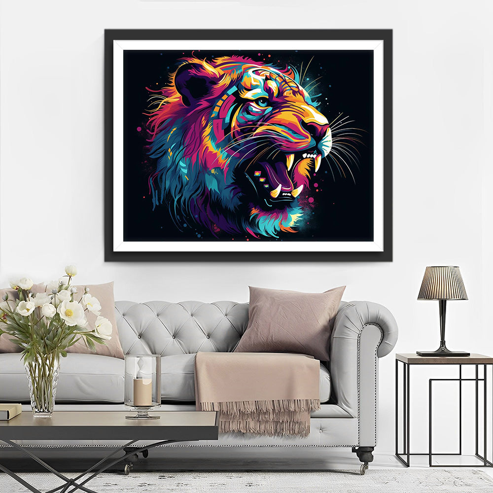 Brullende Tijger in het Donker Diamond Painting