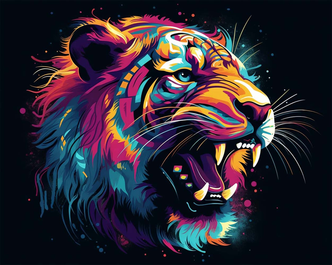 Brullende Tijger in het Donker Diamond Painting
