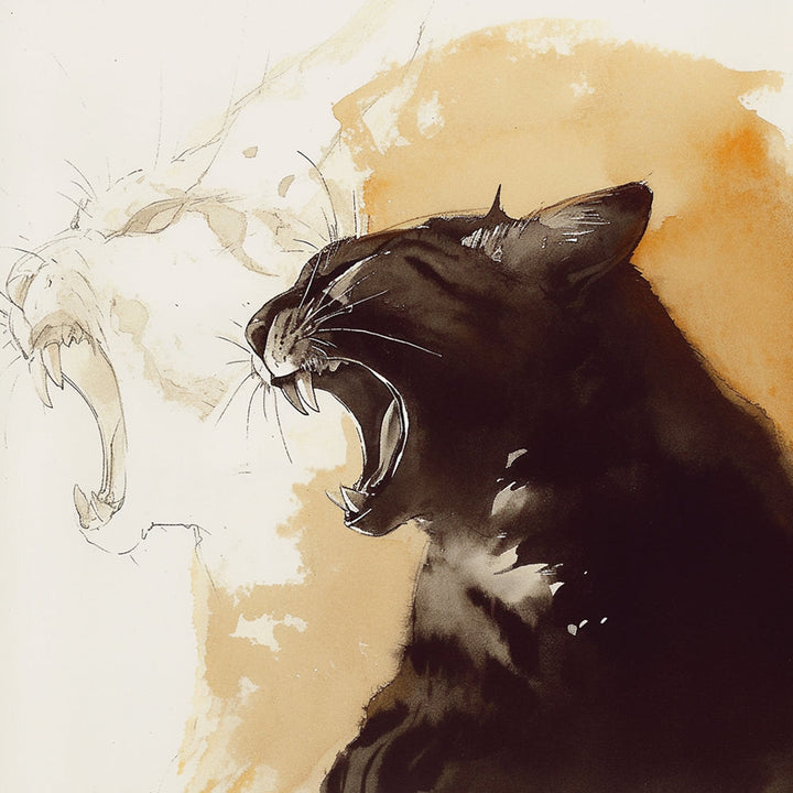 Brullende Zwarte Kat Diamond Painting