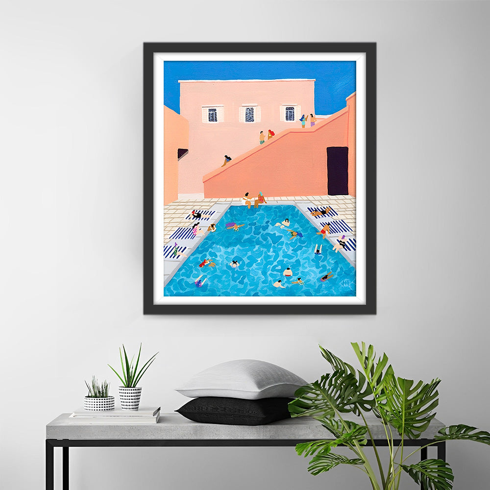 Buitenzwembad Diamond Painting