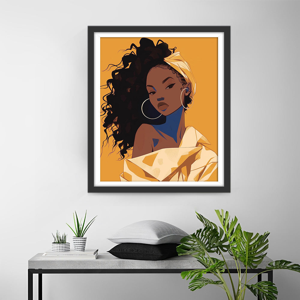 Cartoon Afrikaanse Vrouw Diamond Painting