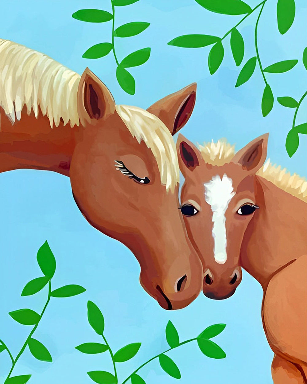 Cartoon Bruin Paard Koppel Diamond Painting