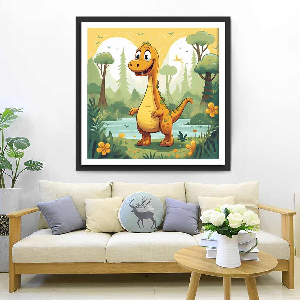 Cartoon Dinosaurus in de Jungle Diamond Painting