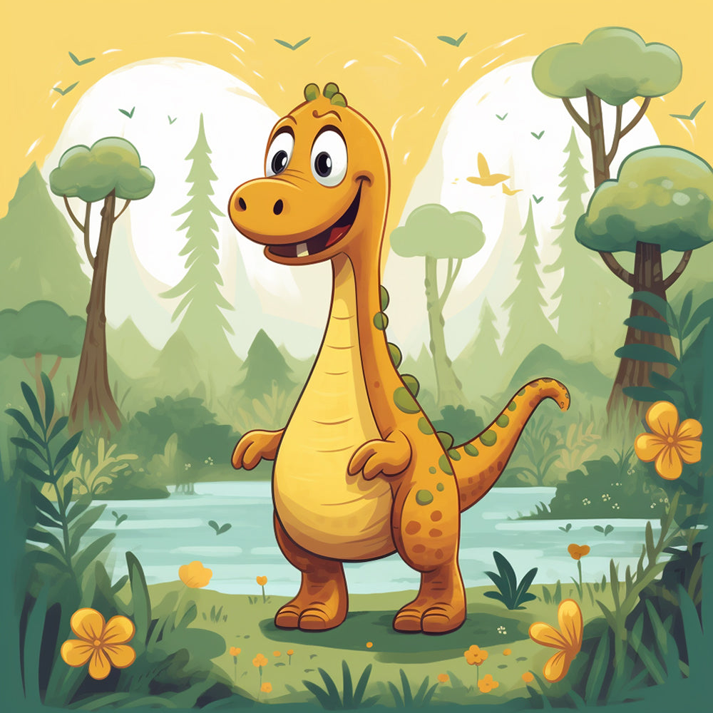 Cartoon Dinosaurus in de Jungle Diamond Painting
