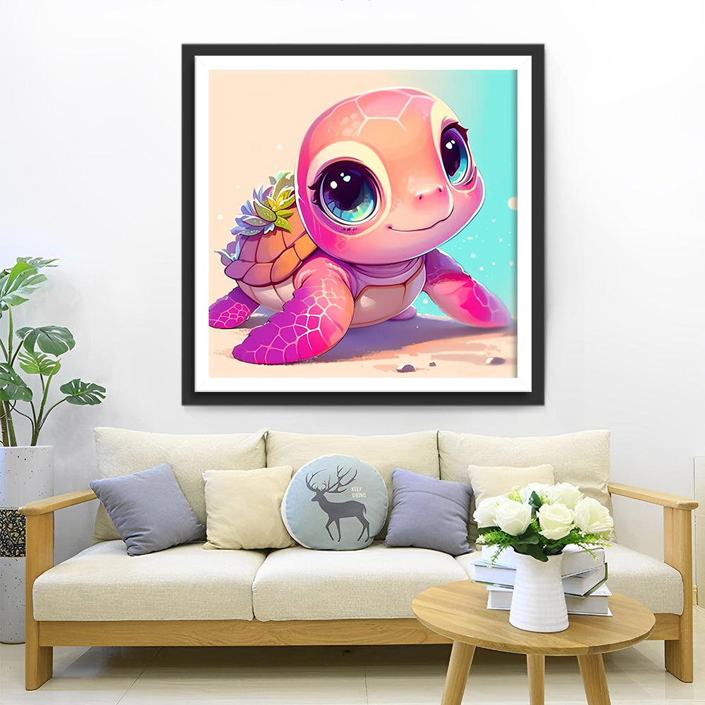 Cartoon Een Kleine Schildpad met Grote Ogen Diamond Painting