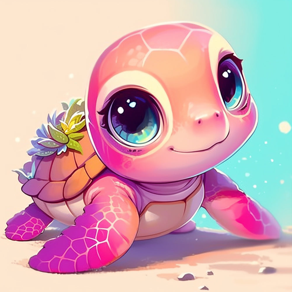 Cartoon Een Kleine Schildpad met Grote Ogen Diamond Painting