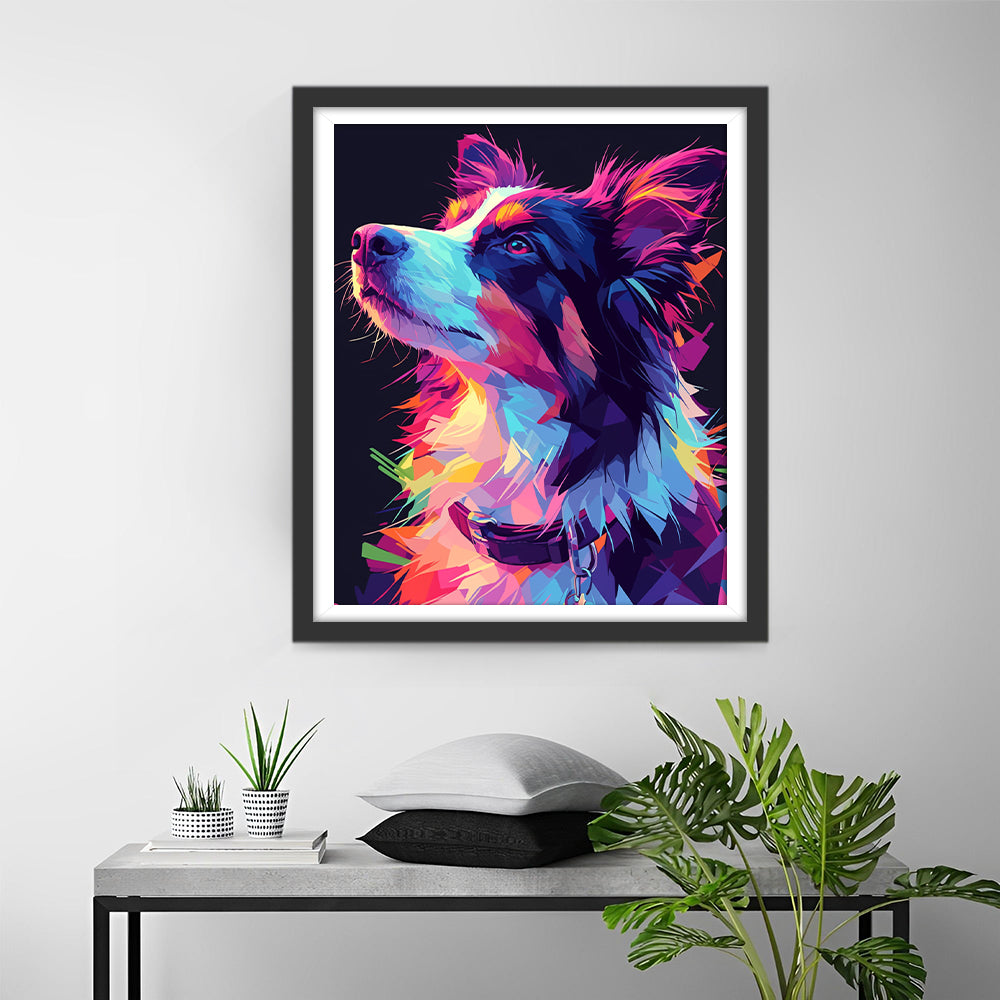 Cartoon Een Kleurrijke Border Collie Diamond Painting