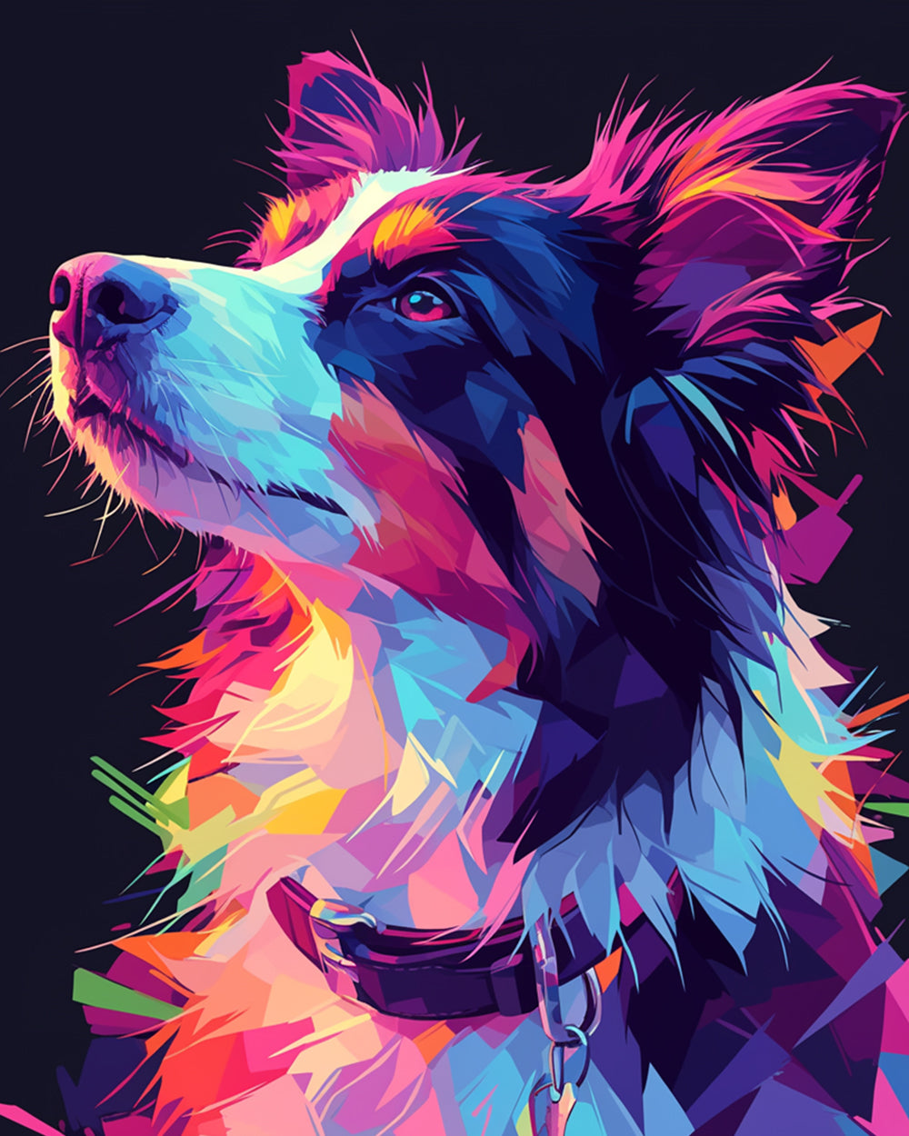 Cartoon Een Kleurrijke Border Collie Diamond Painting