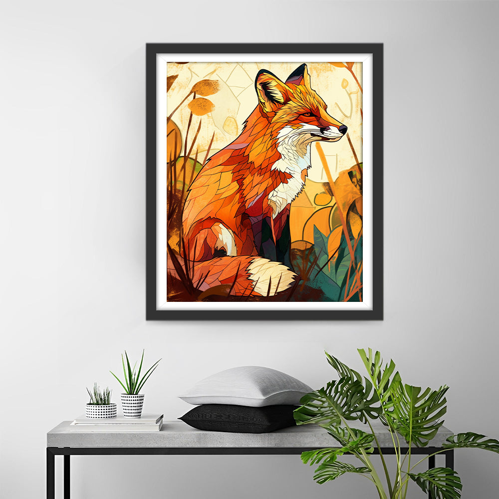 Cartoon Een Vos in het Herfststruikgewas Diamond Painting